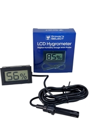 Mini Digital Hygrometer Humidity Gauge With 36" Wired Probe  Growers Select Hygrometer, Mini Digital Hygrometer, humidity gauge, 36" wired probe, humidity monitor, high humidity environments, fruiting chamber humidity, grow tent humidity, accurate humidity readings, real-time humidity monitor, digital display hygrometer, mushroom cultivation, grow room tools, humidity control for growers, hygrometer for grow tent, humidity measurement tool