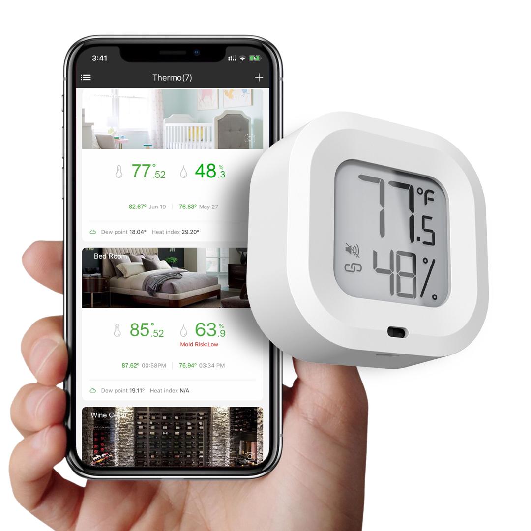 Thermometer WiFi Sensor App Notification Digital Humidity Hygrometer Smart